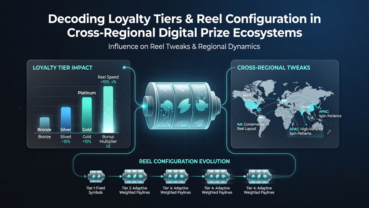 Geographic map overlay showing regional reel parameter variations linked to loyalty tier data flows