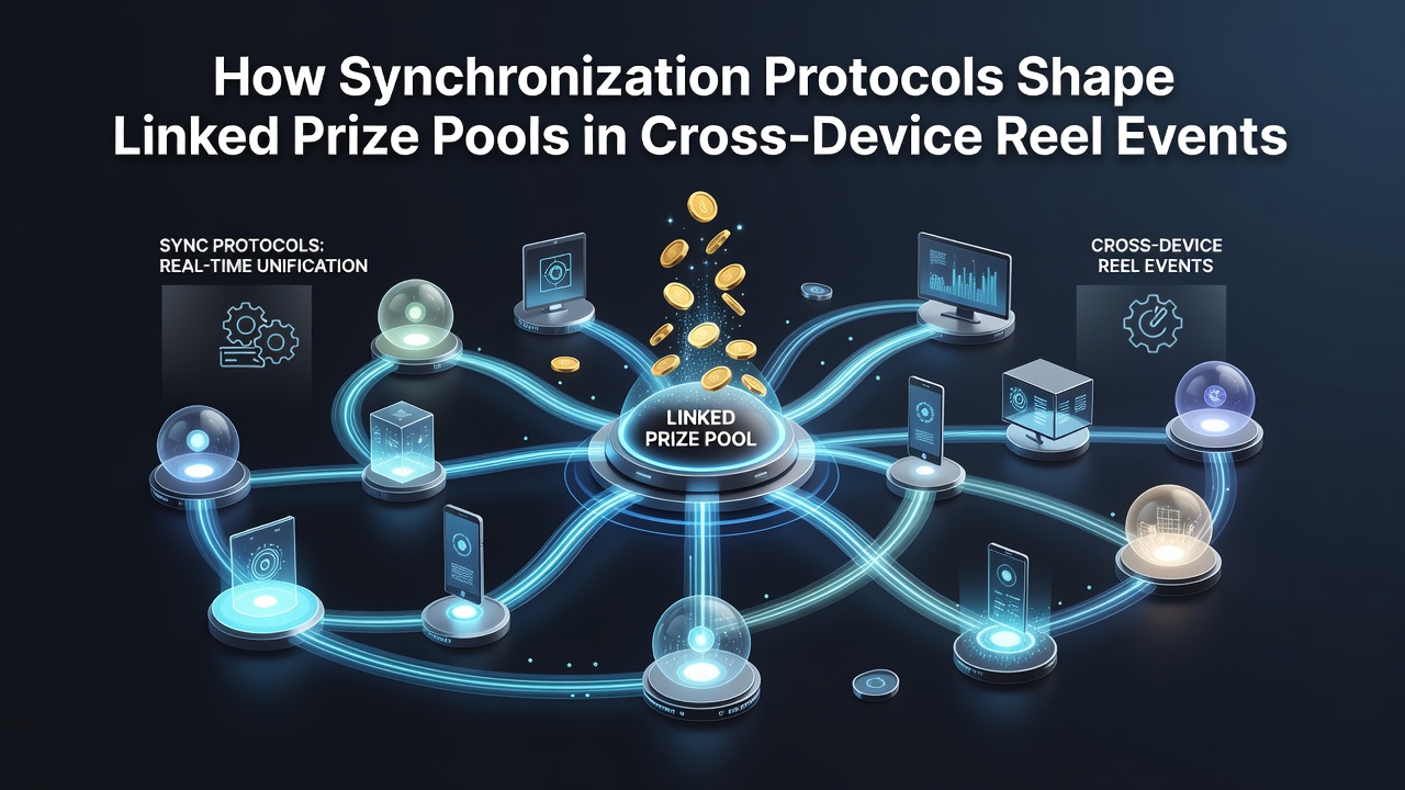 Network diagram illustrating real-time data exchange between devices and centralized prize pool servers